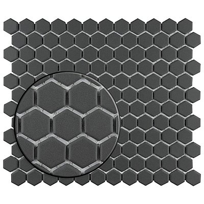 Metropolis 1" Hex Black 12" x 10.25" Unglazed Porcelain Mosaic Tile - Sold Per Case of 10 - 8.7 Square Feet