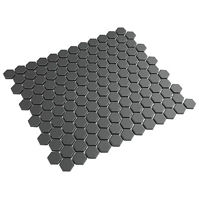 Metropolis 1" Hex Black 12" x 10.25" Unglazed Porcelain Mosaic Tile - Sold Per Case of 10 - 8.7 Square Feet