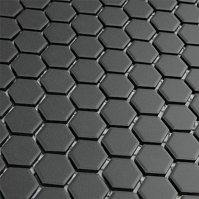 Metropolis 1" Hex Black 12" x 10.25" Unglazed Porcelain Mosaic Tile - Sold Per Case of 10 - 8.7 Square Feet