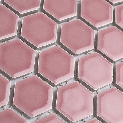 Tribeca 1" Hex Glossy Blush Pink Porcelain Mosaic Tile - Sold Per Case of 10 Sheets - 8.65 Square Feet Per Case