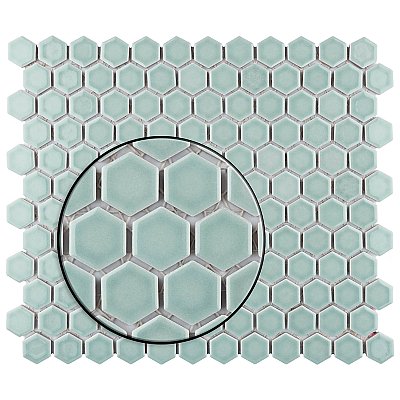 Tribeca 1" Hex Glossy Gray Mist Porcelain Mosaic Tile - Sold Per Case of 10 Sheets - 8.65 Square Feet Per Case