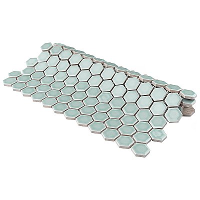 Tribeca 1" Hex Glossy Gray Mist Porcelain Mosaic Tile - Sold Per Case of 10 Sheets - 8.65 Square Feet Per Case