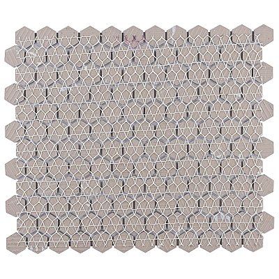 Tribeca 1" Hex Glossy Gray Mist Porcelain Mosaic Tile - Sold Per Case of 10 Sheets - 8.65 Square Feet Per Case