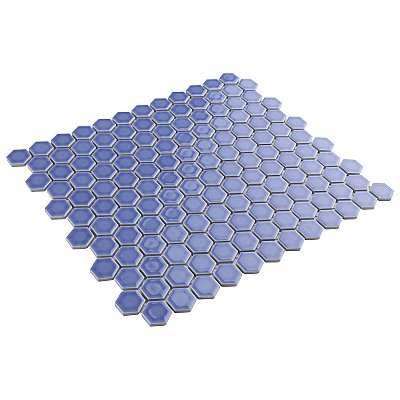 Tribeca 1" Hex Glossy Periwinkle Blue Porcelain Mosaic Tile - Sold Per Case of 10 Sheets - 8.65 Square Feet Per Case