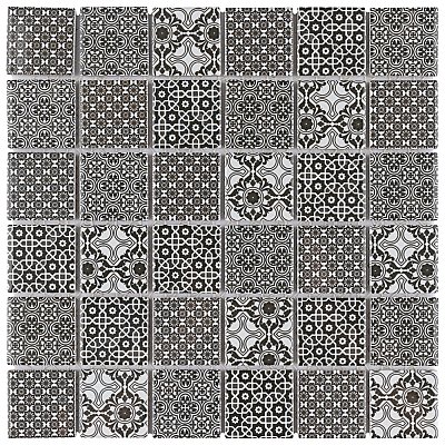 Classico 2" Black 11-3/4" x 11-3/4" Porcelain Mosaic Floor & Wall Tile - Sold Per Case of 10 - 9.8 Sq. Ft.