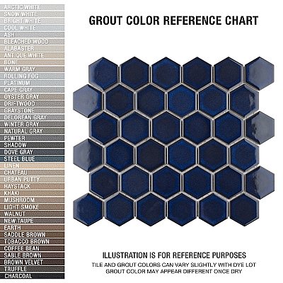 Tribeca 2" Hex Glossy Cobalt Blue Porcelain Mosaic Tile - Sold Per Case of 10 Sheets - 9.96 Square Feet Per Case
