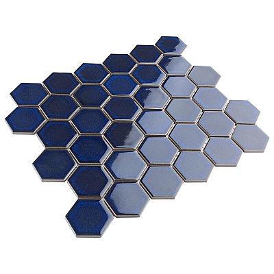 Tribeca 2" Hex Glossy Cobalt Blue Porcelain Mosaic Tile - Sold Per Case of 10 Sheets - 9.96 Square Feet Per Case