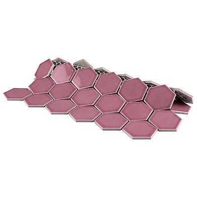 Tribeca 2" Hex Glossy Blush Pink Porcelain Mosaic Tile - Sold Per Case of 10 Sheets - 9.96 Square Feet Per Case