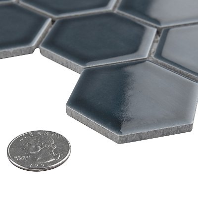 Tribeca 2" Hex Glossy Glacier Blue Porcelain Mosaic Tile - Sold Per Case of 10 Sheets - 9.96 Square Feet Per Case