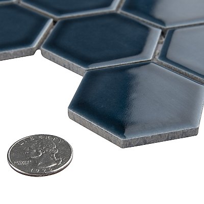 Tribeca 2" Hex Glossy Glacier Blue Porcelain Mosaic Tile - Sold Per Case of 10 Sheets - 9.96 Square Feet Per Case