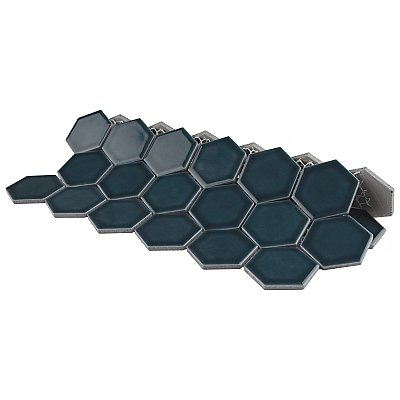 Tribeca 2" Hex Glossy Glacier Blue Porcelain Mosaic Tile - Sold Per Case of 10 Sheets - 9.96 Square Feet Per Case