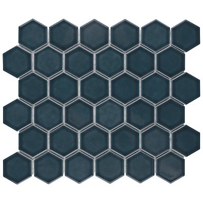 Tribeca 2" Hex Glossy Glacier Blue Porcelain Mosaic Tile - Sold Per Case of 10 Sheets - 9.96 Square Feet Per Case