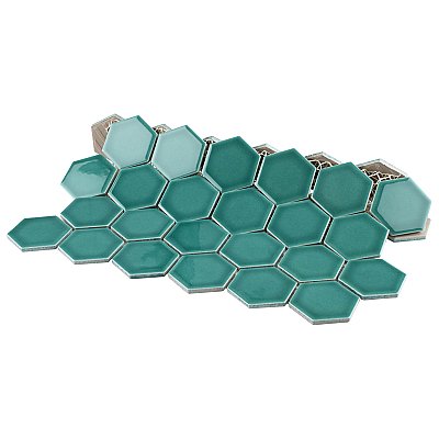Tribeca 2" Hex Glossy Jade Green Porcelain Mosaic Tile - Sold Per Case of 10 Sheets - 9.96 Square Feet Per Case