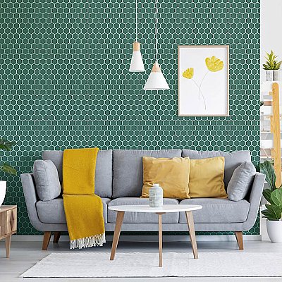 Tribeca 2" Hex Glossy Jade Green Porcelain Mosaic Tile - Sold Per Case of 10 Sheets - 9.96 Square Feet Per Case