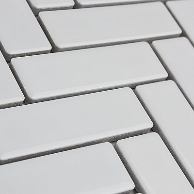 Metro Brick Herringbone Glossy White 10-5/8" x 12-1/2" Porcelain - Sold Per Case of 10 - 9.4 Square Feet