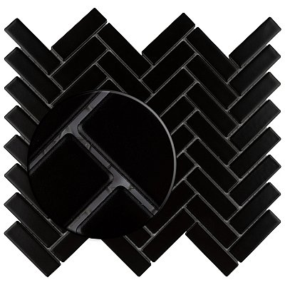 Metro Brick Herringbone Matte Black 10-5/8" x 12-1/2" Porcelain - Sold Per Case of 10 - 9.4 Square Feet