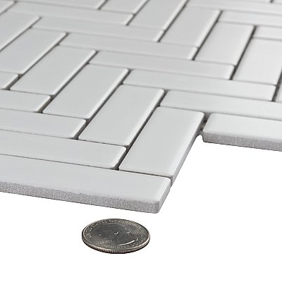 Metro Brick Herringbone Matte White 10-5/8" x 12-1/2" Porcelain - Sold Per Case of 10 - 9.4 Square Feet