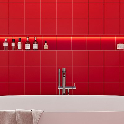 Monocolor Premium Rojo Volcan 7-7/8" x 7-7/8" Ceramic Floor and Wall Tile - 25 Tiles Per Case - 11.25 Square Feet