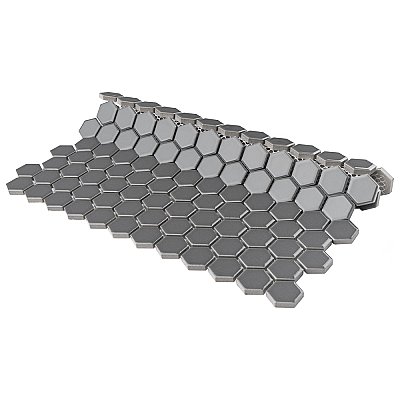 Metro 7/8" Hex Glossy Gray Porcelain Mosaic Tile - Sold Per Case of 10 - 8.56 square feet
