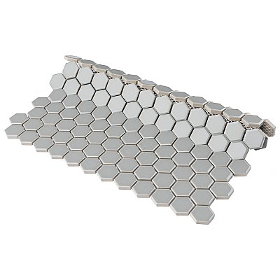 Metro 7/8" Hex Glossy Light Gray Porcelain Mosaic Tile - Sold Per Case of 10 - 8.56 square feet