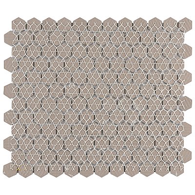 Metro 7/8" Hex Glossy Light Gray Porcelain Mosaic Tile - Sold Per Case of 10 - 8.56 square feet