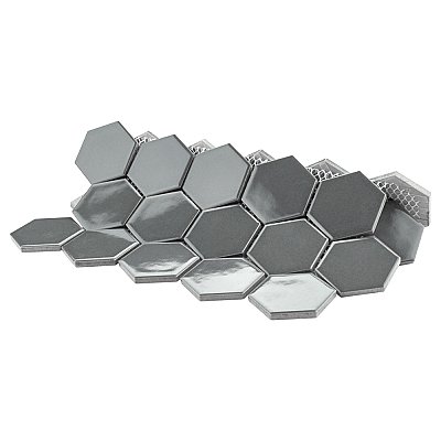 Metro Glossy 2" HexGray Porcelain Mosaic Tile - Sold Per Case of 10 - 8.20 square feet