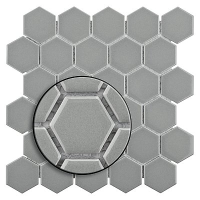 Metro Glossy 2" HexLight Gray Porcelain Mosaic Tile - Sold Per Case of 10 - 8.20 square feet