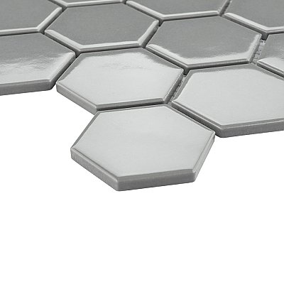 Metro Glossy 2" HexLight Gray Porcelain Mosaic Tile - Sold Per Case of 10 - 8.20 square feet