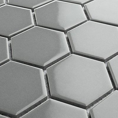 Metro Glossy 2" HexLight Gray Porcelain Mosaic Tile - Sold Per Case of 10 - 8.20 square feet