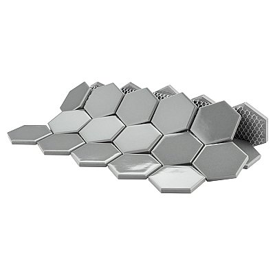 Metro Glossy 2" HexLight Gray Porcelain Mosaic Tile - Sold Per Case of 10 - 8.20 square feet