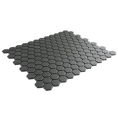Gotham 1" Hex Unglazed Porcelain Tile - Black - Per Case of 10 Sheets - 8.56 Square Feet