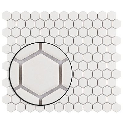 Gotham 1" Hex Unglazed Porcelain Tile - Off-White - Per Case of 10 Sheets - 8.56 Square Feet