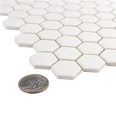 Gotham 1" Hex Unglazed Porcelain Tile - Off-White - Per Case of 10 Sheets - 8.56 Square Feet