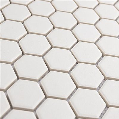 Gotham 1" Hex Unglazed Porcelain Tile - Off-White - Per Case of 10 Sheets - 8.56 Square Feet