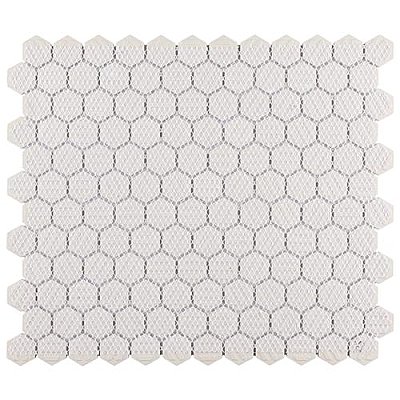Gotham 1" Hex Unglazed Porcelain Tile - Off-White - Per Case of 10 Sheets - 8.56 Square Feet