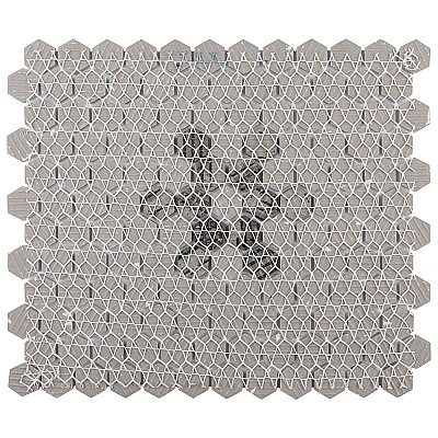 Metro 1" Hex Matte White Snowflake 10-1/4" x 11-7/8" Porcelain Mosaic Tile - Sold Per Case of 10 - 8.65 Square Feet