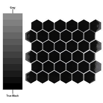 Metro 2" Hex Glossy Black 11-1/8" x 12-5/8" Porcelain Mosaic Tile - Sold Per Case of 10 - 10.0 Sq. Ft.
