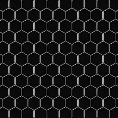 Metro 2" Hex Glossy Black 11-1/8" x 12-5/8" Porcelain Mosaic Tile - Sold Per Case of 10 - 10.0 Sq. Ft.