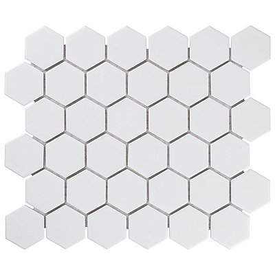 Metro 2" Hex Matte White Porcelain Mosaic - Per Case of 10 - 9.96 Square Feet