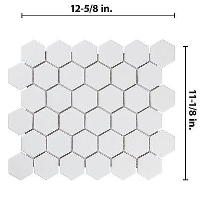 Metro 2" Hex Matte White Porcelain Mosaic - Per Case of 10 - 9.96 Square Feet