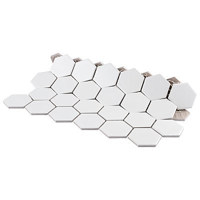 Metro 2" Hex Matte White Porcelain Mosaic - Per Case of 10 - 9.96 Square Feet