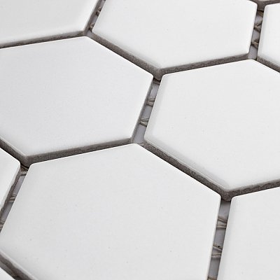 Metro 2" Hex Matte White Porcelain Mosaic - Per Case of 10 - 9.96 Square Feet