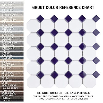 Metro Octagon M White w/Cobalt Dot 11-1/2" x 11-1/2" Porcelain Mosaic Tile - Sold Per Case of 10 - 9.4 Sq. Ft.