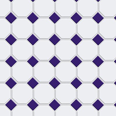 Metro Octagon M White w/Cobalt Dot 11-1/2" x 11-1/2" Porcelain Mosaic Tile - Sold Per Case of 10 - 9.4 Sq. Ft.