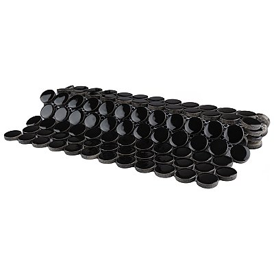 Metro Penny Glossy Black 11-1/2" x 9-3/4" Porcelain Mosaic Tile - Sold Per Case of 20 - 15.94 Square Feet