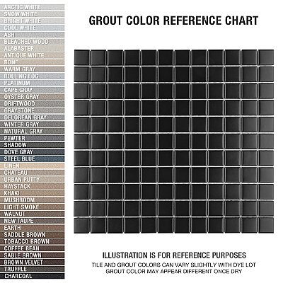 Metro 1" Square Matte Black 10-3/4 x 11-3/4 Porcelain Mosaic Tile - Sold Per Case of 10 - 9.0 Sq. Ft.
