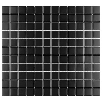 Metro 1" Square Matte Black 10-3/4 x 11-3/4 Porcelain Mosaic Tile - Sold Per Case of 10 - 9.0 Sq. Ft.