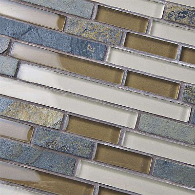 Tessera Piano Brixton 11-5/8" x 11-3/4" Glass & Stone Mosaic Tile - Brown/Tan - Per Case of 10 - 9.90 Square Feet Per Case
