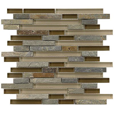 Tessera Piano Brixton 11-5/8" x 11-3/4" Glass & Stone Mosaic Tile - Brown/Tan - Per Case of 10 - 9.90 Square Feet Per Case