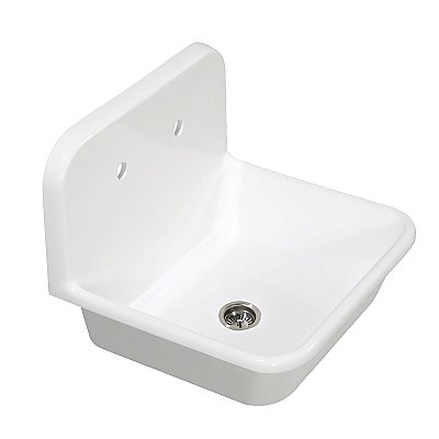 Gourmetier Arcticstone 24" Solid Surface Farmhouse Kitchen Sink with Backsplash, Matte White